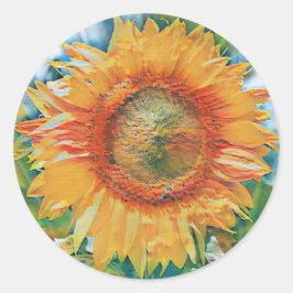 Geel en oranje schilderij ronde sticker