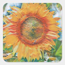 Geel en oranje schilderij vierkante sticker