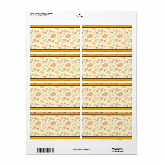 Geel en Oranje Thanksgiving Oogstpatroon Etiket (Full Sheet)
