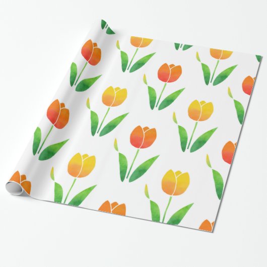 Geel en Oranje Tulpen 2 Cadeaupapier (Uitgerold)