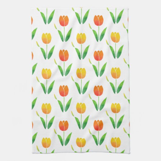 Geel en Oranje Tulpen 2 Theedoek (Verticaal)