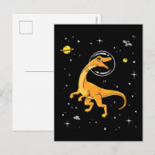Geel en Oranje velociraptor dinos in de ruimte Briefkaart (Voorkant / Achterkant)