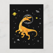 Geel en Oranje velociraptor dinos in de ruimte Briefkaart (Voorkant)