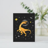 Geel en Oranje velociraptor dinos in de ruimte Briefkaart (Staand voorkant)