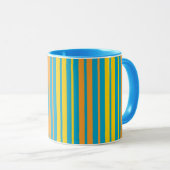 Geel en oranje verticale strepen Blauw Mok (Voorkant rechts)