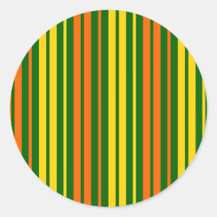 Geel en oranje verticale strepen groen ronde sticker