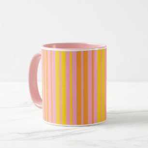 Geel en Oranje Verticale Strepen Roze Mok