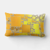 Geel en Oranje vierkant bolong kussen (Achterkant)