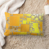 Geel en Oranje vierkant bolong kussen (Deken)