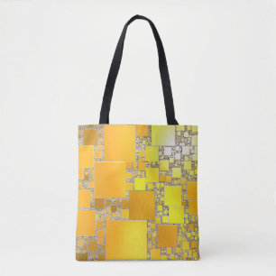 Geel en Oranje vierkant Canvas tas