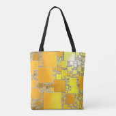 Geel en Oranje vierkant Canvas tas (Achterkant)