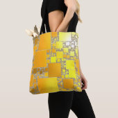 Geel en Oranje vierkant Canvas tas (Dichtbij)