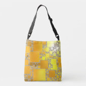 Geel en Oranje vierkant Canvas tas (Achterkant)