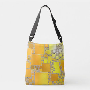 Geel en Oranje vierkant Canvas tas