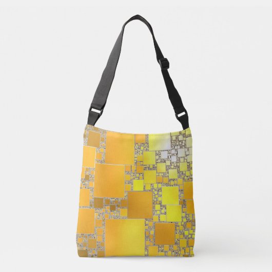Geel en Oranje vierkant Canvas tas (Voorkant)
