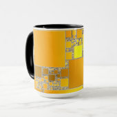 Geel en Oranje vierkant combinatiestation Mok (Voorkant links)