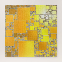 Geel en Oranje vierkant Jigzaag Puzzle Legpuzzel