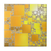 Geel en Oranje vierkant keramisch tegel Tegeltje (Voorkant)