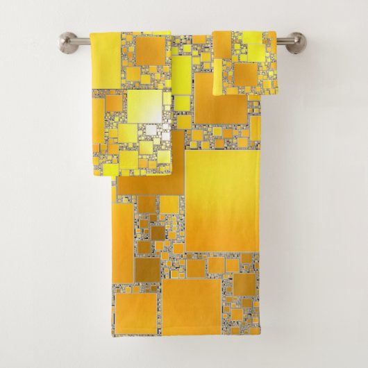 Geel en Oranje vierkant keukenstel Bad Handdoek (Insitu)