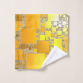 Geel en Oranje vierkant keukenstel Bad Handdoek (Wasdoekje)