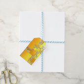 Geel en Oranje vierkant Label Cadeaulabel (Met Touw)