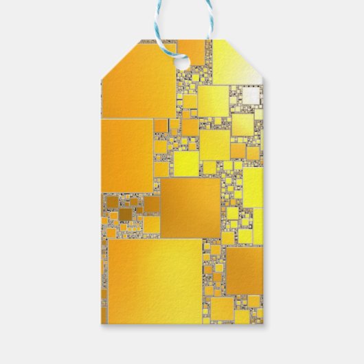 Geel en Oranje vierkant Label Cadeaulabel (Voorkant)