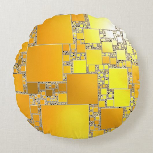 Geel en Oranje vierkant rond kussen (Voorkant)