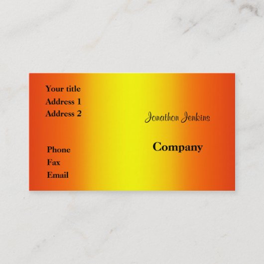 Geel en oranje visitekaartje (Voorkant)
