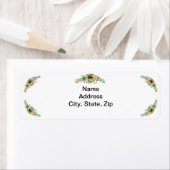 Geel en Oranje Waterverf Floral adres Etiket (Insitu)