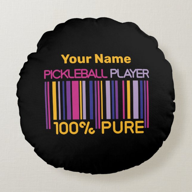 💛 Geel en 💜 paars 100% pickleballer Rond Kussen (Voorkant)