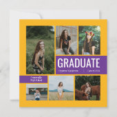 Geel en Paars 6 Foto Afstuderen Uitnodiging (Voorkant)