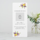 Geel en Paars Botanische Spuit Funeral Programmakaart (Staand voorkant)