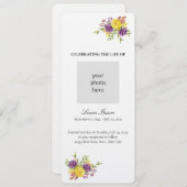 Geel en Paars Botanische Spuit Funeral Programmakaart (Voorkant / Achterkant)