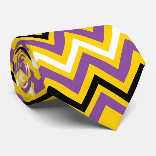 Geel en Paars Chevron Pattern Stropdas (Opgerold)