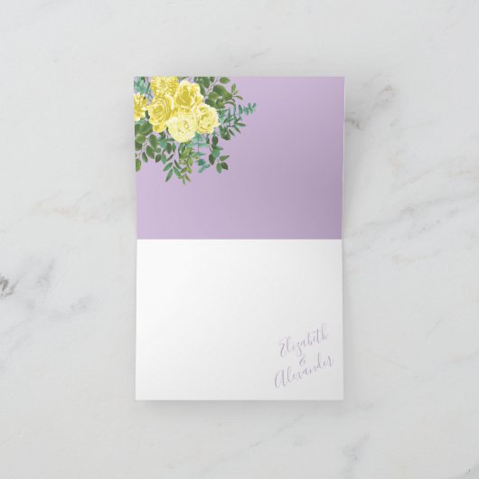 Geel en Paars Elegant Spring Wedding Bedankkaart (Binnen)