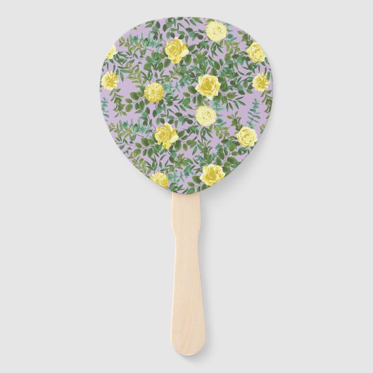 Geel en Paars Elegant Spring Wedding Handwaaier (Achterkant)