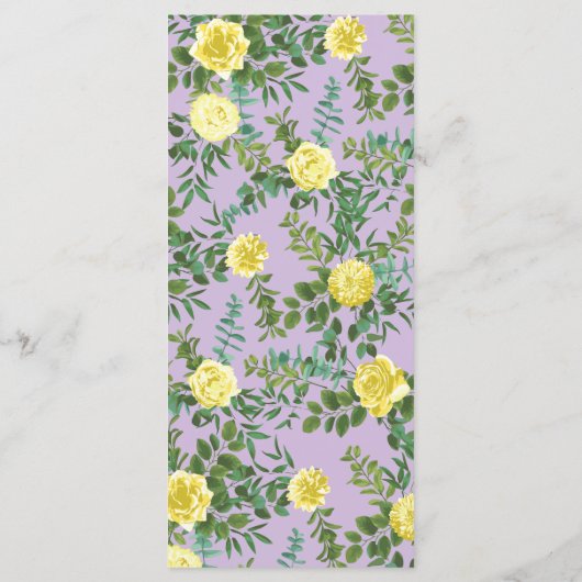 Geel en Paars  Elegant Spring Wedding Menu (Achterkant)