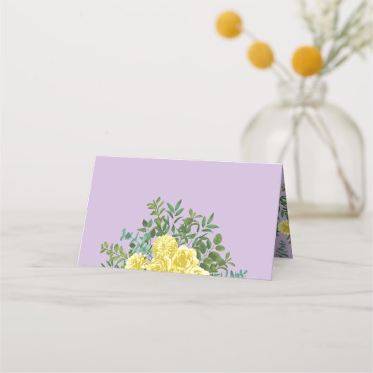 Geel en Paars  Elegant Spring Wedding Plaatskaartje (Voorkant)