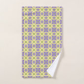 Geel en paars geometrisch bloemmotief bad handdoek (Handdoek)