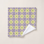 Geel en paars geometrisch bloemmotief bad handdoek (Wasdoekje)
