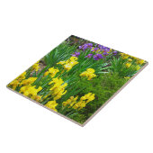 Geel en Paars Iris ventilatorpalen Tegeltje (Zijkant)