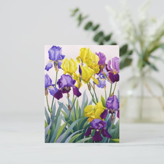 Geel en Paars Irises Briefkaart (Staand voorkant)