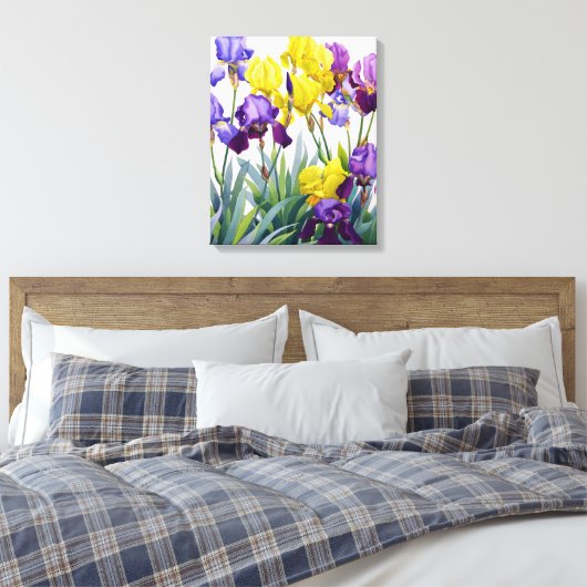 Geel en Paars Irises Canvas Afdruk (Insitu (Slaapkamer))