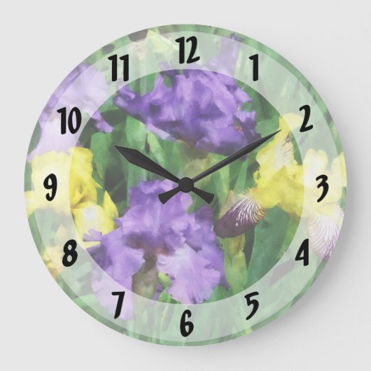Geel en Paars Irises Grote Klok (Voorkant)