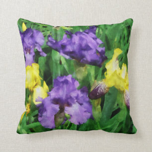 Geel en Paars Irises Kussen