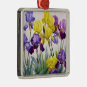 Geel en Paars Irises Metalen Ornament (Rechts)