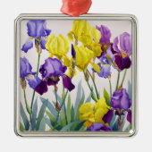 Geel en Paars Irises Metalen Ornament (Voorkant)