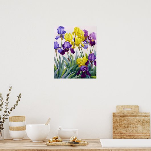Geel en Paars Irises Poster (Keuken)