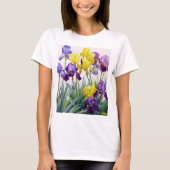 Geel en Paars Irises T-shirt (Voorkant)