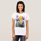 Geel en Paars Irises T-shirt (Voorkant volledig)